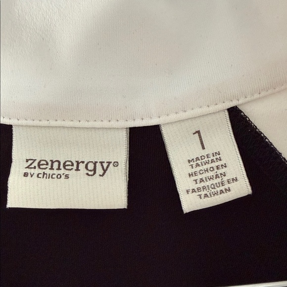 Chico’s Zenergiy Black/White Women's 3/4 Sleeve Athletic Zip-Up size 8 Chico’s 1 - Picture 2 of 7